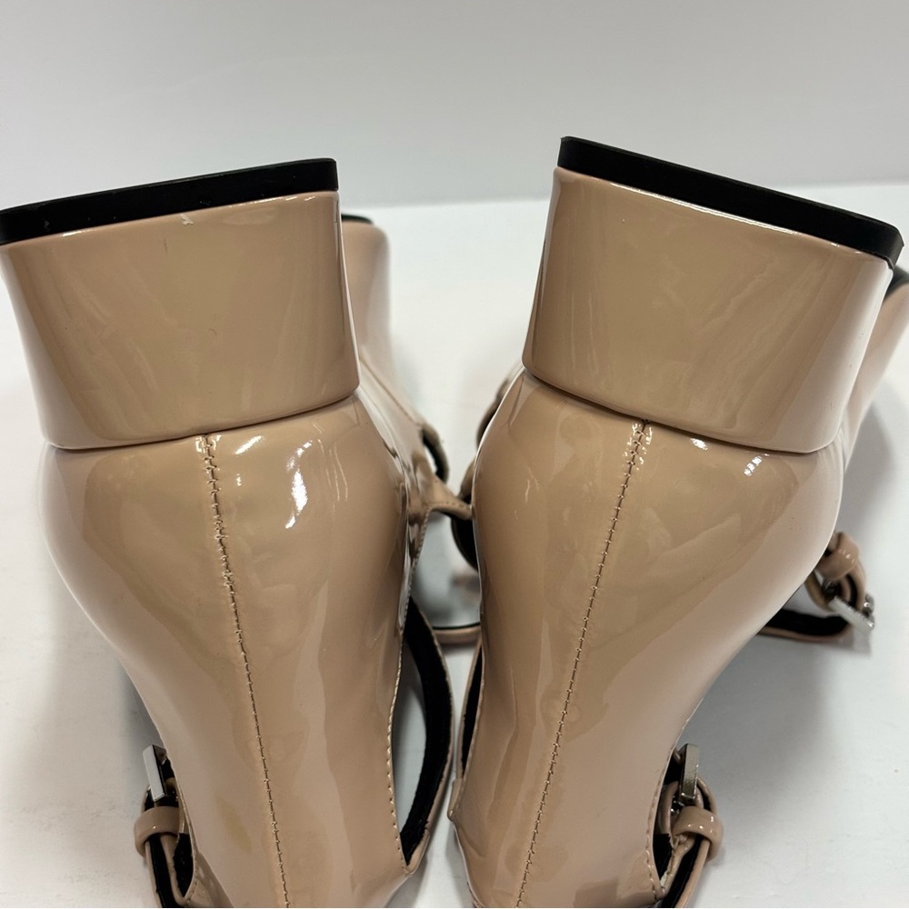 Zara Nude Patent Leather Multi-Strap Block Heel Square Toe Mary Jane’s Sz 8/EU38 - Picture 8 of 14